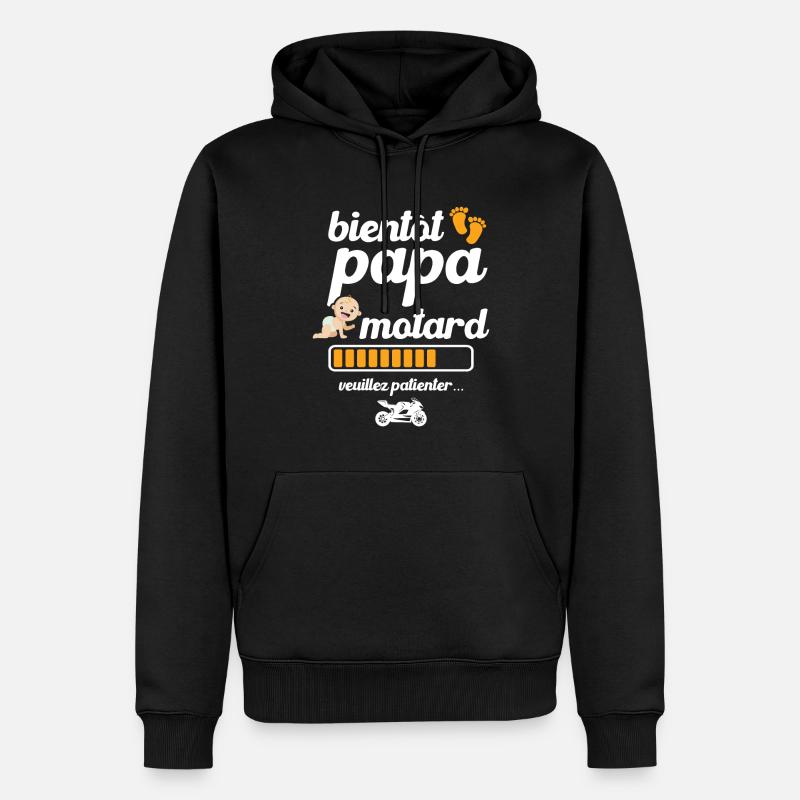 Bientôt papa motard - Sweat à capuche Premium bio Homme - noir