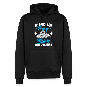 Je Suis Un Papy Motard Qui Déchire - Sweat à capuche Premium bio Homme - noir - Devant - Nico (187cm)