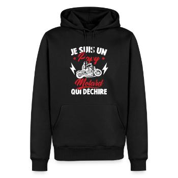 Je Suis Un Papy Motard Qui Déchire - Sweat à capuche Premium bio Homme - noir - Devant - Nico (187cm)