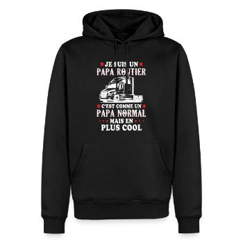 Je Suis Un Papa Routier C'est Comme Un Papa - Sweat à capuche Premium bio Homme - noir - Devant - Nico (187cm)