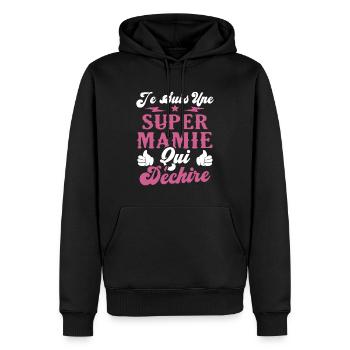 Je suis une super Mamie qui déchire - Sweat à capuche Premium bio Homme - noir - Devant - Nico (187cm)