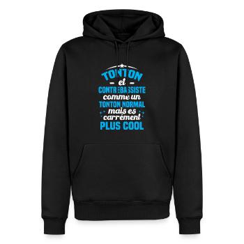 Tonton et Contrebassiste comme un tonton normal - Sweat à capuche Premium bio Homme - noir - Devant - Nico (187cm)