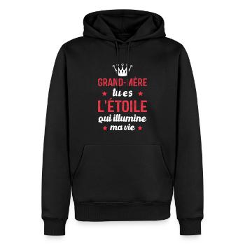 Grand-mère tu es l'étoile qui illumine ma vie - Sweat à capuche Premium bio Homme - noir - Devant - Nico (187cm)
