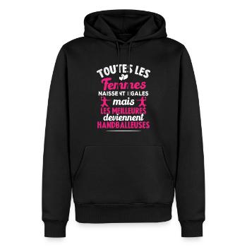 Les meilleures femmes deviennent handballeuses - Sweat à capuche Premium bio Homme - noir - Devant - Nico (187cm)