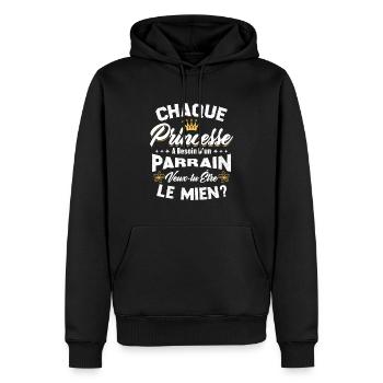 chaque princesse a besoin d'un parrain - Sweat à capuche Premium bio Homme - noir - Devant - Nico (187cm)