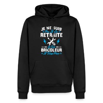 Pas à la retraite je suis bricoleur à temps plein - Sweat à capuche Premium bio Homme - noir - Devant - Nico (187cm)