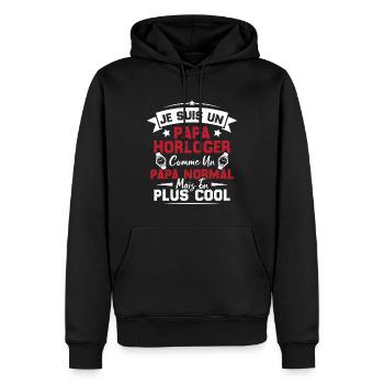 Je Suis Un Papa Horloger Comme Un Papa Normal - Sweat à capuche Premium bio Homme - noir - Devant - Nico (187cm)