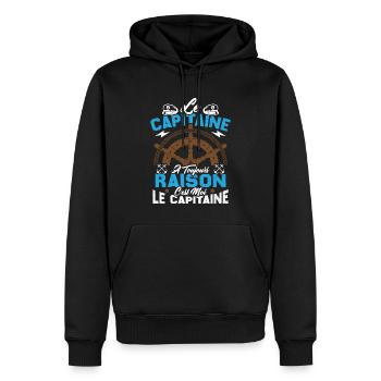 Le Capitaine A Toujours Raison C'est Moi Capitaine - Sweat à capuche Premium bio Homme - noir - Devant - Nico (187cm)