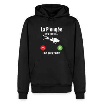 La plongée m'appelle cadeau humour plongeur - Sweat à capuche Premium bio Homme - noir - Devant - Nico (187cm)