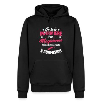 Humour Cadeau Je suis infirmière pas magicienne - Sweat à capuche Premium bio Homme - noir - Devant - Nico (187cm)