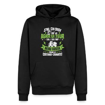 Agriculteur et Beau-gosse - Sweat à capuche Premium bio Homme - noir - Devant - Nico (187cm)