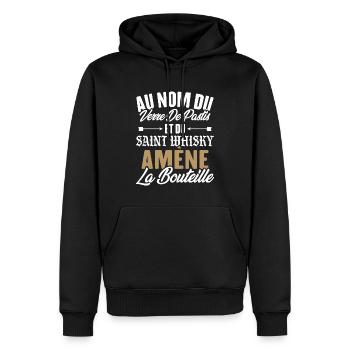 Au nom du verre de pastis et du saint whisky amène - Sweat à capuche Premium bio Homme - noir - Devant - Nico (187cm)