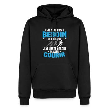 J'ai juste besoin d'aller courir - Humour cadeau - Sweat à capuche Premium bio Homme - noir - Devant - Nico (187cm)