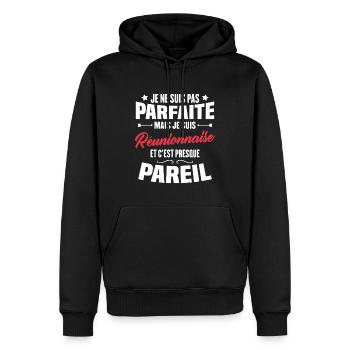 Je ne suis pas parfaite mais je suis Réunionnaise - Sweat à capuche Premium bio Homme - noir - Devant - Nico (187cm)