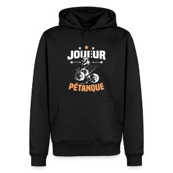 Joueur De Pétanque, Humour Cadeau Pétanque - Sweat à capuche Premium bio Homme - noir - Devant - Nico (187cm)