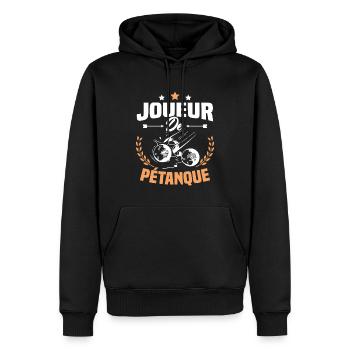 Joueur De Pétanque, Humour Cadeau Pétanque - Sweat à capuche Premium bio Homme - noir - Devant - Nico (187cm)