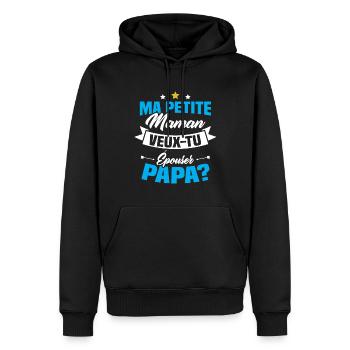Ma Petite Maman Veux Tu Épouser Papa ? - Sweat à capuche Premium bio Homme - noir - Devant - Nico (187cm)
