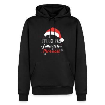 Je peux pas j'attends le père noël - Sweat à capuche Premium bio Homme - noir - Devant - Nico (187cm)