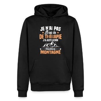 Cadeau J'ai juste besoin d'aller à la montagne - Sweat à capuche Premium bio Homme - noir - Devant - Nico (187cm)