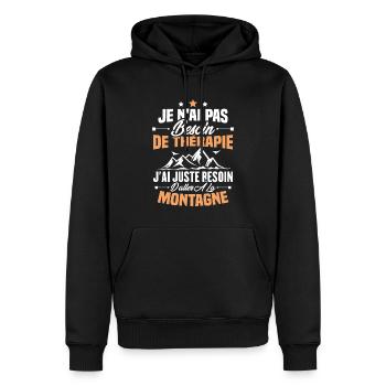 Cadeau J'ai juste besoin d'aller à la montagne - Sweat à capuche Premium bio Homme - noir - Devant - Nico (187cm)