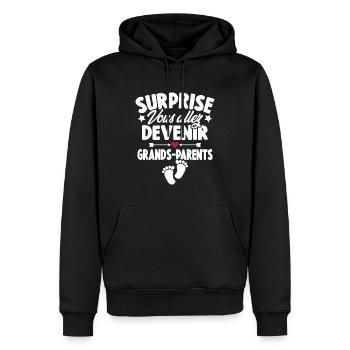 Surprise vous allez devenir grands parents - Sweat à capuche Premium bio Homme - noir - Devant - Nico (187cm)
