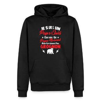 Je suis un papa ours c'est comme un papa normal - Sweat à capuche Premium bio Homme - noir - Devant - Nico (187cm)