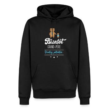Bientôt grand père veuillez patienter, Futur papy - Sweat à capuche Premium bio Homme - noir - Devant - Nico (187cm)