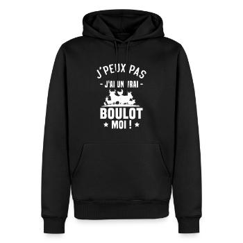 J’peux pas j’ai un vrai boulot moi ! - Sweat à capuche Premium bio Homme - noir - Devant - Nico (187cm)