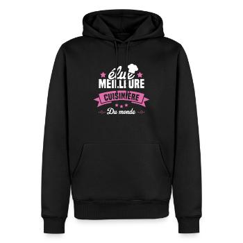 élue Meilleure cuisinière du monde - Sweat à capuche Premium bio Homme - noir - Devant - Nico (187cm)