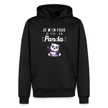 Je m'en fous je suis un panda Humour Cadeau - Sweat à capuche Premium bio Homme - noir - Devant - Nico (187cm)
