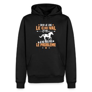 Je sens le cheval et non je ne vois le problème - Sweat à capuche Premium bio Homme - noir - Devant - Nico (187cm)