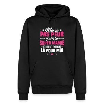 J'ai une Mamie et elle est toujours la pour moi - Sweat à capuche Premium bio Homme - noir - Devant - Nico (187cm)