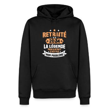 Cadeau retraité 2024, La légende prend sa retraite - Sweat à capuche Premium bio Homme - noir - Devant - Nico (187cm)