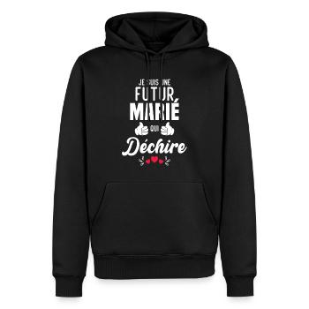 Cadeau Je suis un futur marié qui déchire - Sweat à capuche Premium bio Homme - noir - Devant - Nico (187cm)