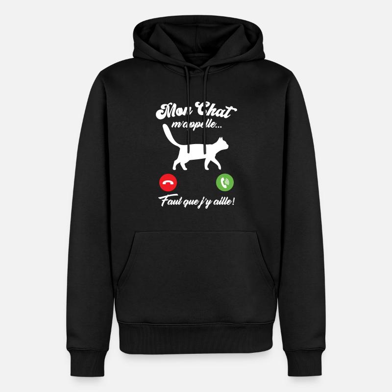 Mon chat m'appelle - Sweat à capuche Premium bio Homme - noir