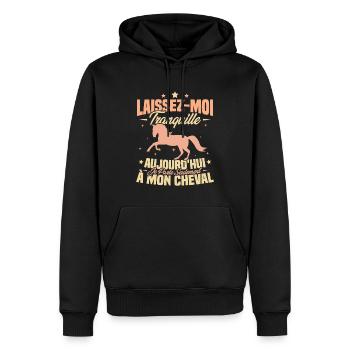 Cadeau aujourd'hui je parle seulement à mon cheval - Sweat à capuche Premium bio Homme - noir - Devant - Nico (187cm)