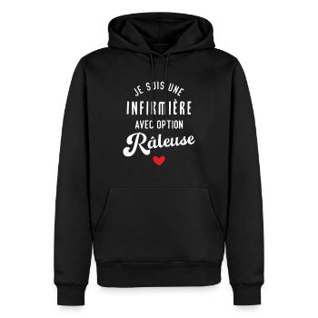 Je suis une Infirmière avec option Râleuse - Sweat à capuche Premium bio Homme - noir - Devant - Nico (187cm)