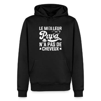 Le Meilleur Papa N'a Pas De Cheveux - Sweat à capuche Premium bio Homme - noir - Devant - Nico (187cm)