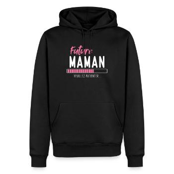 Future Maman veuillez patienter - Sweat à capuche Premium bio Homme - noir - Devant - Nico (187cm)