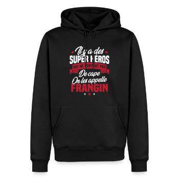 Super héros on les appelle frangin cadeau - Sweat à capuche Premium bio Homme - noir - Devant - Nico (187cm)