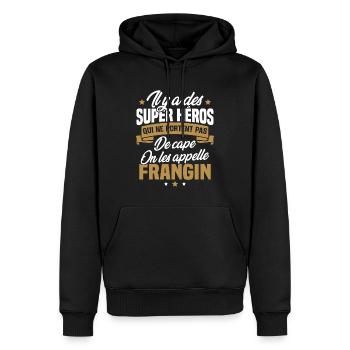 Super héros on les appelle frangin cadeau - Sweat à capuche Premium bio Homme - noir - Devant - Nico (187cm)