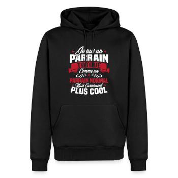 J'ai un parrain tatoué comme un parrain normal - Sweat à capuche Premium bio Homme - noir - Devant - Nico (187cm)