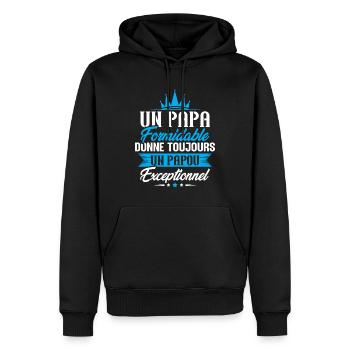 Un Papa Formidable Donne Toujours un papou - Sweat à capuche Premium bio Homme - noir - Devant - Nico (187cm)