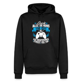 Humour cadeau console graphisme jeux vidéo - Sweat à capuche Premium bio Homme - noir - Devant - Nico (187cm)