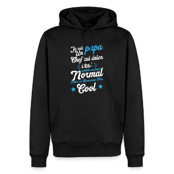 Je suis papa un chef cuisinier humour cadeau - Sweat à capuche Premium bio Homme - noir - Devant - Nico (187cm)