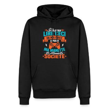 J’ai été obligé de poser ma manette de jeu - Sweat à capuche Premium bio Homme - noir - Devant - Nico (187cm)