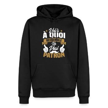 Voilà à quoi ressemble un vrai patron - Sweat à capuche Premium bio Homme - noir - Devant - Nico (187cm)