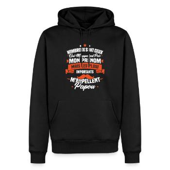 Les plus importants mappellent papou, Cadeau papou - Sweat à capuche Premium bio Homme - noir - Devant - Nico (187cm)