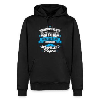 Les plus importants mappellent papou, Cadeau papou - Sweat à capuche Premium bio Homme - noir - Devant - Nico (187cm)
