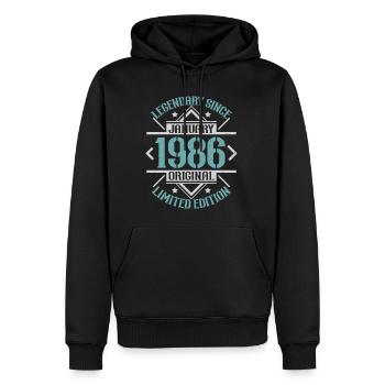 Légendaire depuis janvier 1986 édition limitée - Sweat à capuche Premium bio Homme - noir - Devant - Nico (187cm)